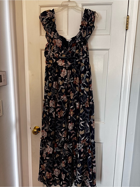 Baltic Born Dresses & Skirts - Baltic Born Black Floral Ruffled Strap Tiered Maxi Dress